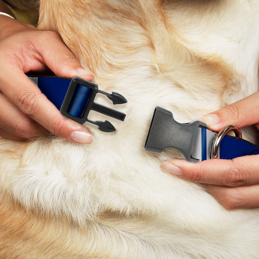 Plastic Clip Collar - Hash Mark Stripe Double Navy/Silver Plastic Clip Collars Buckle-Down   