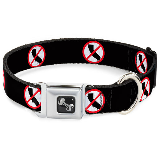 Dog Bone Seatbelt Buckle Collar - Anti-California Logo Black/Red/White Seatbelt Buckle Collars Buckle-Down   