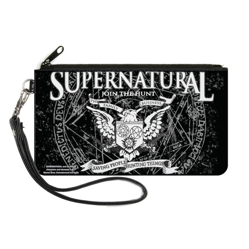 Canvas Zipper Wallet - LARGE - SUPERNATURAL WINCHSTER BROTHERS Eagle Crest Black Gray White Canvas Zipper Wallets Supernatural   