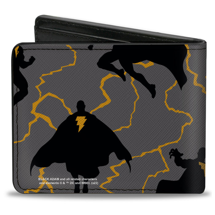 Bi-Fold Wallet - Black Adam Silhouette Action Poses Gray Yellow Black Bi-Fold Wallets DC Comics   