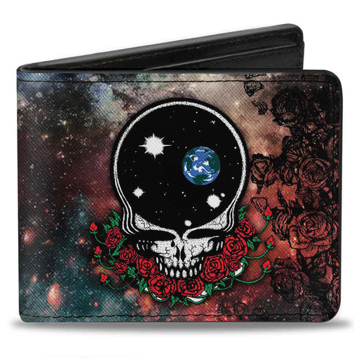 Bi-Fold Wallet - Space Your Face + Skull & Roses Galaxy Bi-Fold Wallets Grateful Dead   