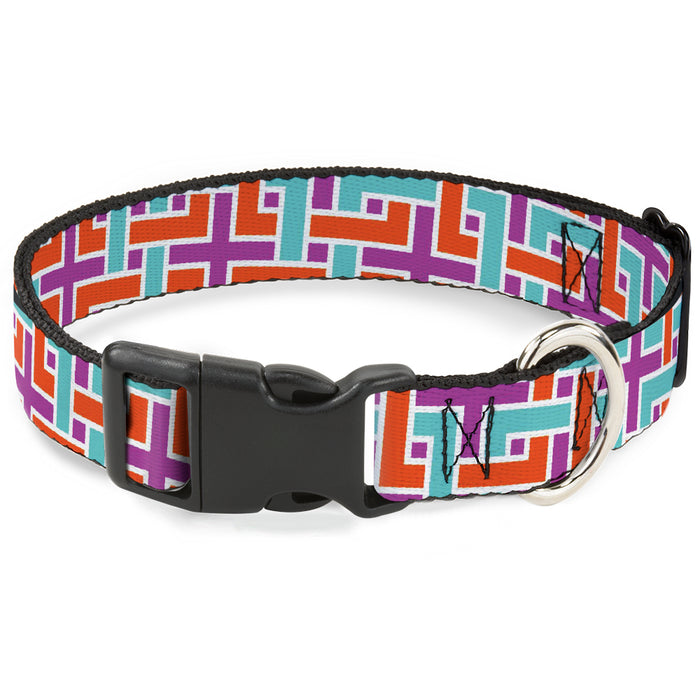 Plastic Clip Collar - Weave CLOSE-UP White/Pink/Orange/Aqua Plastic Clip Collars Buckle-Down   