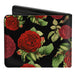 Bi-Fold Wallet - Red Rose Blooms Buds Black Greens Reds Bi-Fold Wallets Buckle-Down   