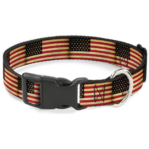 Plastic Clip Collar - Vintage US Flag Repeat Plastic Clip Collars Buckle-Down   