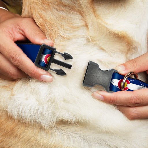 Plastic Clip Collar - Colorado Trout Flag/Snowy Mountains Blues/White/Red/Yellow Plastic Clip Collars Buckle-Down   