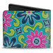 Bi-Fold Wallet - Floral Burst Turquoise Blues Pinks Yellow Green Bi-Fold Wallets Buckle-Down   