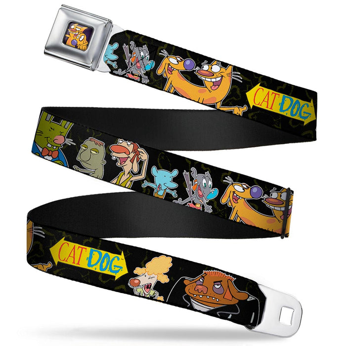 Dog & Cat Pose Full Color Seatbelt Belt - CATDOG Group Pose Black/Multi Color Webbing Seatbelt Belts Nickelodeon   