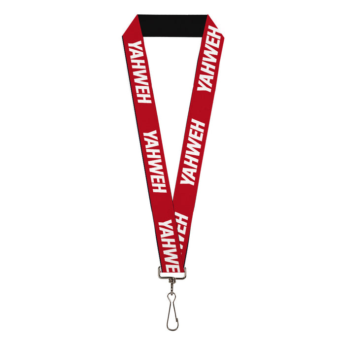 Lanyard - 1.0" - YAHWEH Text Red White Lanyards Buckle-Down   