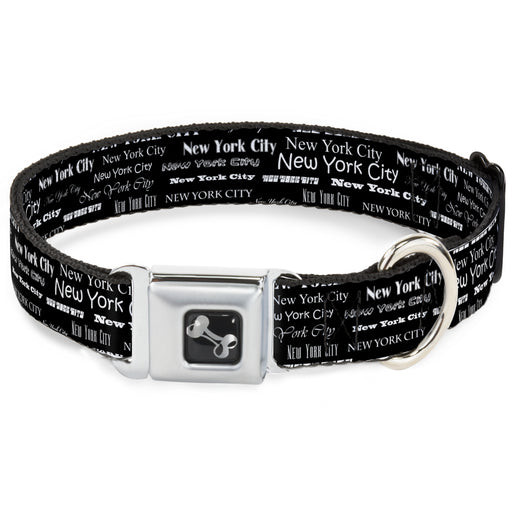 Dog Bone Seatbelt Buckle Collar - New York City Black/White Seatbelt Buckle Collars Buckle-Down   