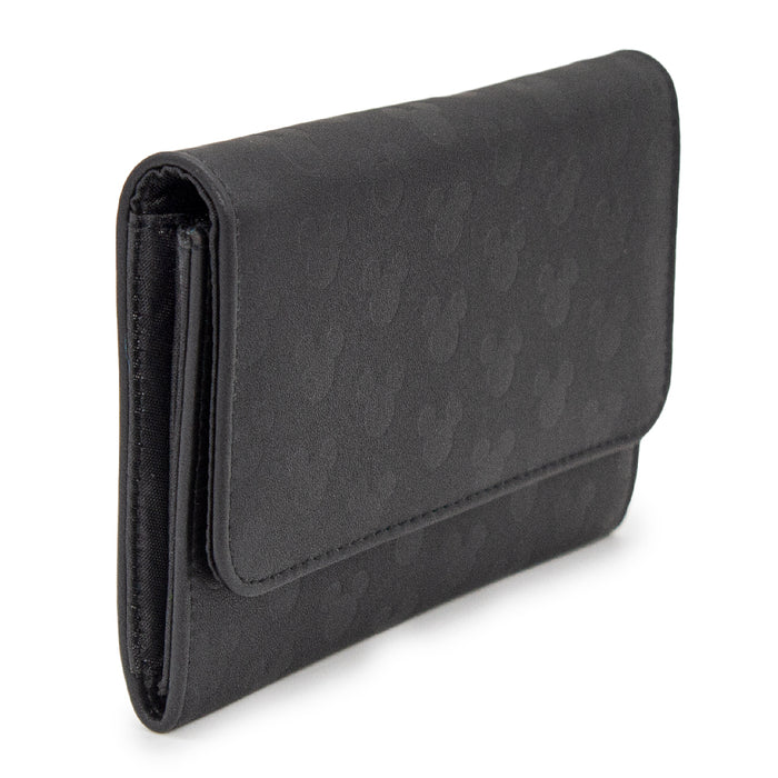 Women's Fold Over Wallet Rectangle PU - Mickey Mouse Head Monogram Debossed Clutch Snap Closure Wallets Disney   