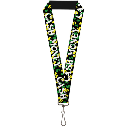 Lanyard - 1.0" - CASH MONEY w $$$ Black White Yellow Green Lanyards Buckle-Down   