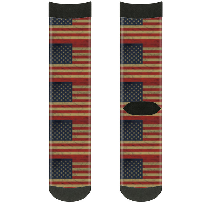 Sock Pair - Polyester - American Flag Weathered - CREW Socks Buckle-Down   
