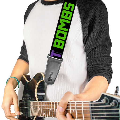 Guitar Strap - DROP BASS NOT BOMBS Black Blue Yellow Purple Green Guitar Straps Buckle-Down   