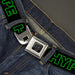 BD Wings Logo CLOSE-UP Black/Silver Seatbelt Belt - HYPE Outline Black/Neon Green Webbing Seatbelt Belts Buckle-Down   