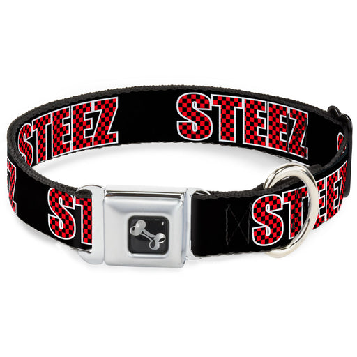 Dog Bone Seatbelt Buckle Collar - STEEZ Black/Checker Black/Red Seatbelt Buckle Collars Buckle-Down   