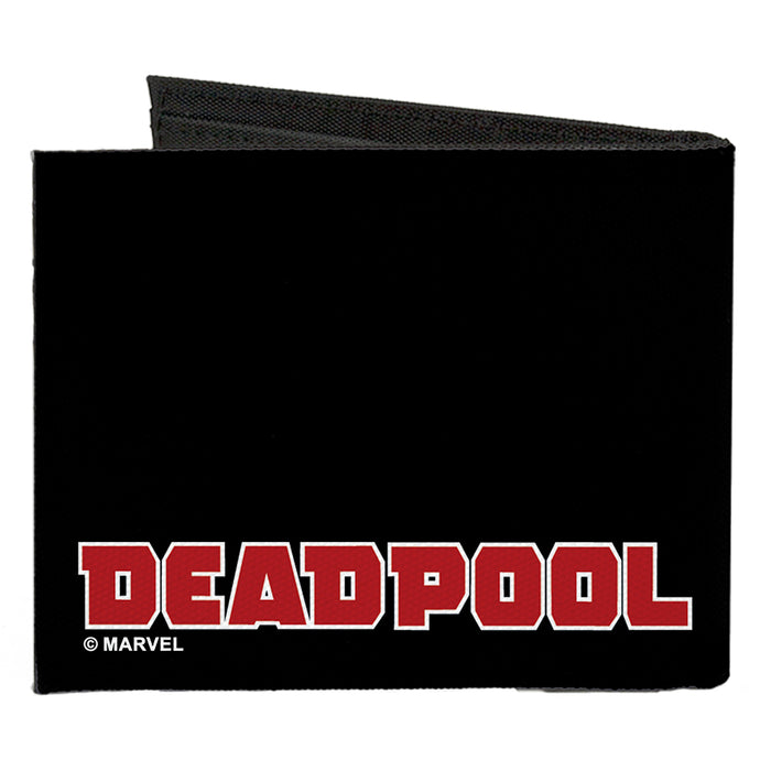 MARVEL DEADPOOL Canvas Bi-Fold Wallet - DEADPOOL Head + Text Black Red Canvas Bi-Fold Wallets Marvel Comics   