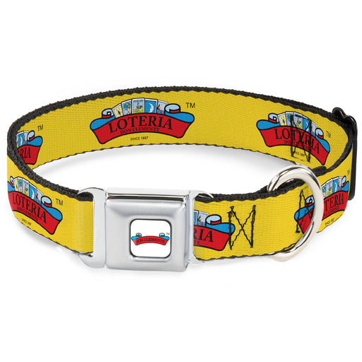 Loteria DON CLEMENTE Banner Full Color White Seatbelt Buckle Collar - LOTERIA DON CLEMENTE Logo Yellow Seatbelt Buckle Collars Loteria   