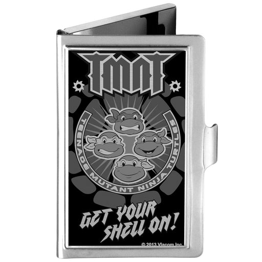 Business Card Holder - SMALL - TMNT Group Pose Shell GET YOUR SHELL ON! Brushed Silver Business Card Holders Nickelodeon   