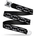 Batman Black Silver Seatbelt Belt - Batman Shield Black/Silver Webbing Seatbelt Belts DC Comics   