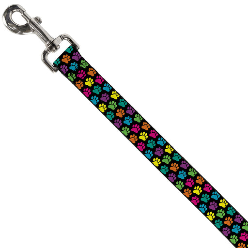 Dog Leash - Paw Print Black/Multi Color Dog Leashes Buckle-Down   