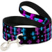 Dog Leash - Pixilated Checker Black/Fuchsia/Turquoise Dog Leashes Buckle-Down   