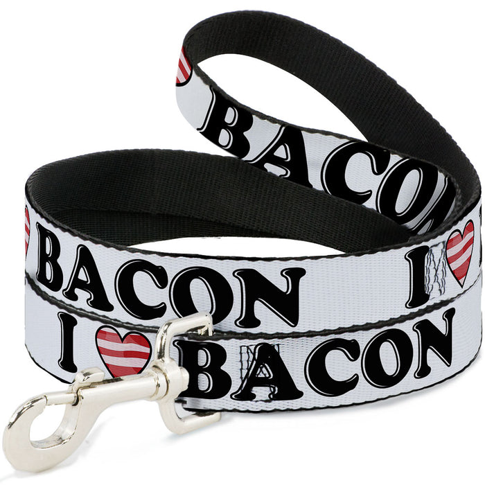 Dog Leash - I "Heart" BACON White/Black/Bacon Dog Leashes Buckle-Down   