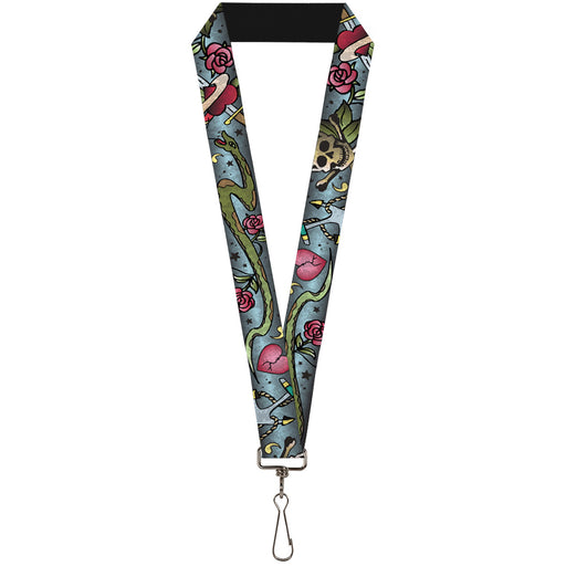 Lanyard - 1.0" - Live Hard Die Young CLOSE-UP Turquoise Lanyards Buckle-Down   