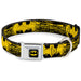 Batman Full Color Black Yellow Seatbelt Buckle Collar - Batman Shield CLOSE-UP Sketch Black/Yellow Seatbelt Buckle Collars DC Comics   