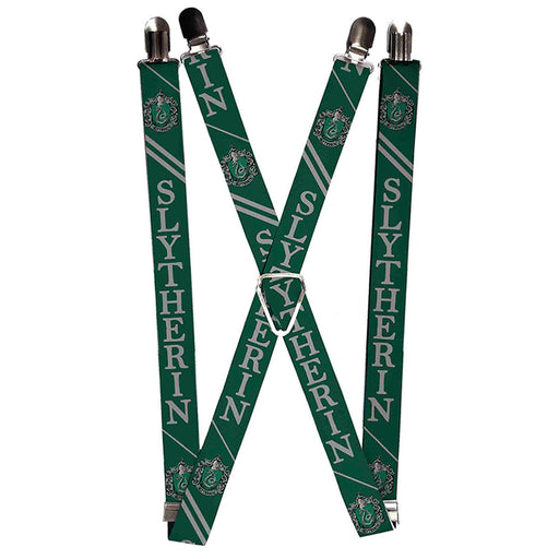 Suspenders - 1.0" - SLYTHERIN Crest Stripe2 Green Gray Suspenders The Wizarding World of Harry Potter Default Title  
