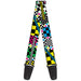 Guitar Strap - Funky Checkers Black White Neon Guitar Straps Buckle-Down   