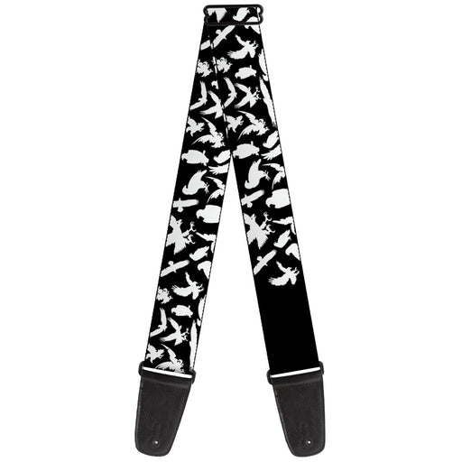 Guitar Strap - Eagle Silhouettes Scattered Black White Guitar Straps Buckle-Down   