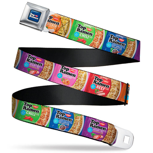 TOP RAMEN Noodle Wave Full Color Blue/Black/White Seatbelt Belt - Top Ramen Vivid Flavor Blocks Multi Color Webbing Seatbelt Belts Nissin Foods   