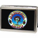 Business Card Holder - LARGE - Skull & Roses Circle FCG Black Color Metal ID Cases Grateful Dead   