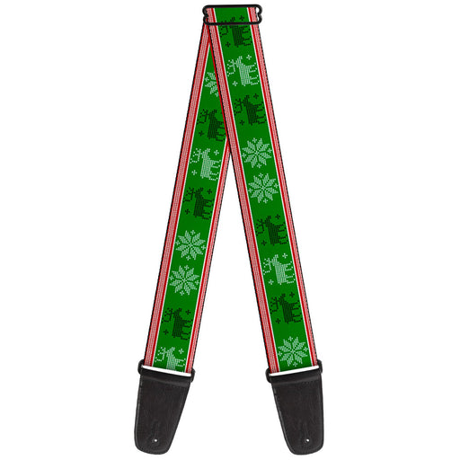 Guitar Strap - Christmas Stitch Moose Snowflakes Red Green Guitar Straps Buckle-Down   