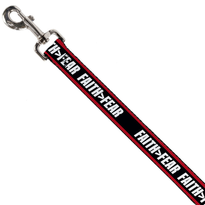 Dog Leash - FAITH Greater Than FEAR Stripe Red/Black/White Dog Leashes Buckle-Down   