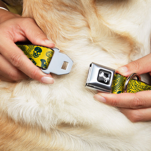 Dog Bone Seatbelt Buckle Collar - Bandana/Skulls Gold/Green Seatbelt Buckle Collars Buckle-Down   