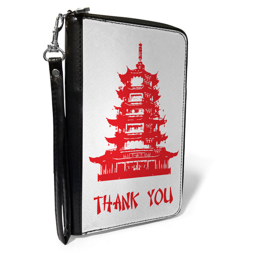 Women's PU Zip Around Wallet Rectangle - Chinese Take Out THANK YOU White Red Clutch Zip Around Wallets Buckle-Down   