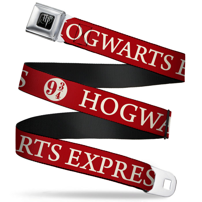 Harry Potter Logo Full Color Black/White Seatbelt Belt - HOGWARTS EXPRESS 9¾ Red/White Webbing Seatbelt Belts The Wizarding World of Harry Potter REGULAR - 1.5" WIDE - 24-38" LONG  