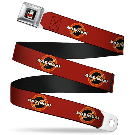 THE BIG BANG THEORY Full Color Black White Red Seatbelt Belt - BAZINGA! Logo Burgundy Webbing Seatbelt Belts The Big Bang Theory   