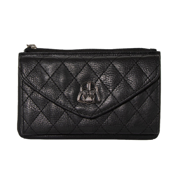 Women's Detachable Wallet Coin Purse - Darth Vader Quilted PU Clutch Snap Closure Wallets Star Wars   