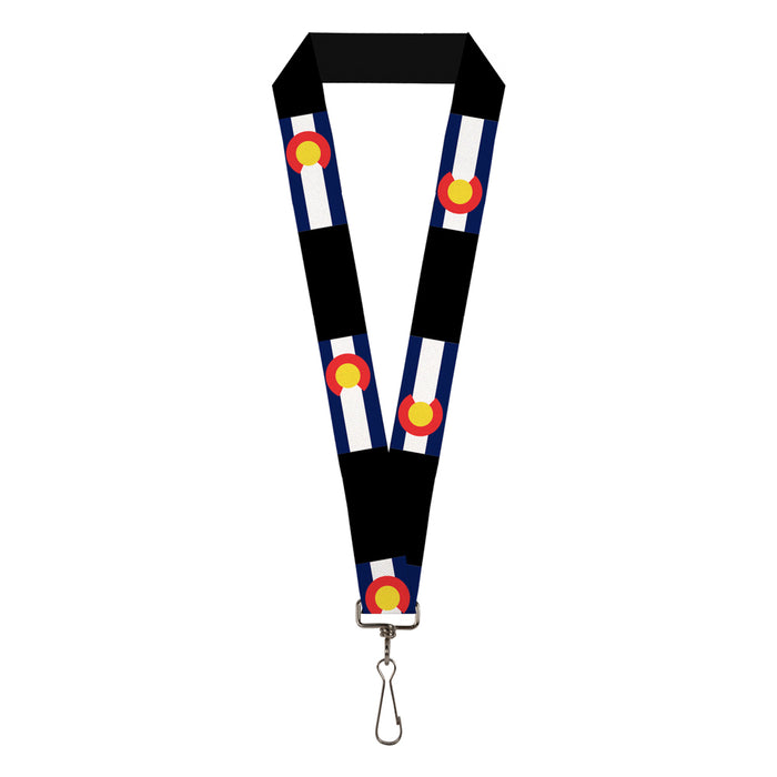 Lanyard - 1.0" - Colorado Flags3 Black Lanyards Buckle-Down   