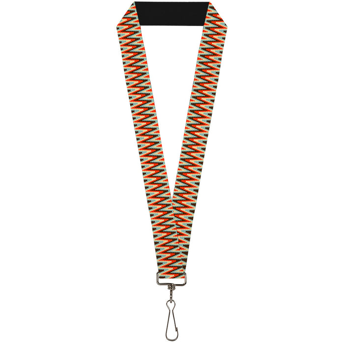 Lanyard - 1.0" - Jagged Zig Zag Brown Aqua Cream Red Lanyards Buckle-Down   