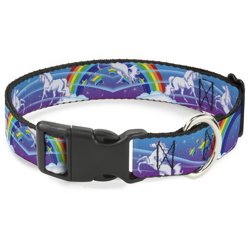 Plastic Clip Collar - Unicorns/Rainbows/Stars Blue/Rainbow/White Plastic Clip Collars Buckle-Down   