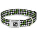 Dog Bone Seatbelt Buckle Collar - Houndstooth Black/White/Neon Green Seatbelt Buckle Collars Buckle-Down   