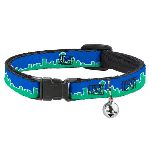 Cat Collar Breakaway - Seattle Skyline Blue Green Breakaway Cat Collars Buckle-Down   