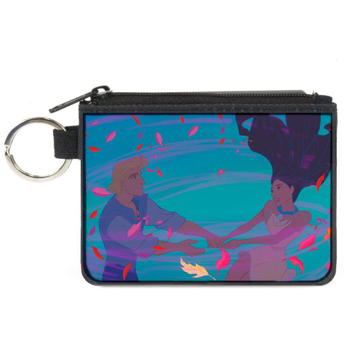 Canvas Zipper Wallet - MINI X-SMALL - Pocahontas & John Smith Colors of the Wind Pose Leaves Blues Pinks Canvas Zipper Wallets Disney   