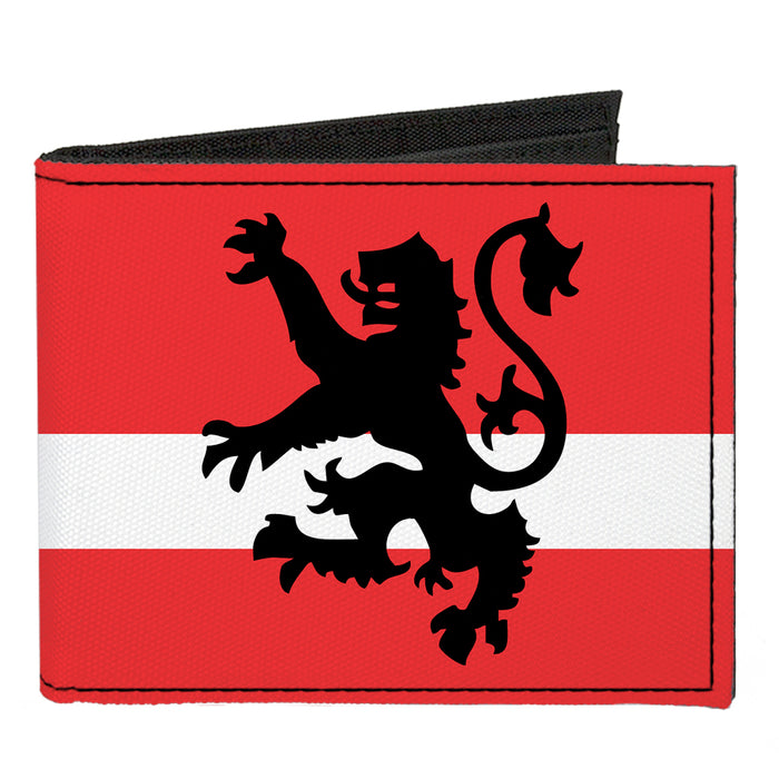 Canvas Bi-Fold Wallet - Rampant Lion Repeat Stripes Red White Black Canvas Bi-Fold Wallets Buckle-Down   