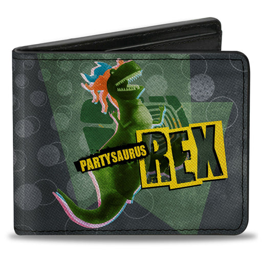 Bi-Fold Wallet - Toy Story PARTYSAURUS REX Dancing Pose Grays Multi Color Bi-Fold Wallets Disney   