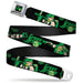 GREEN ARROW Logo Full Color Black Green Seatbelt Belt - GREEN ARROW Action Poses/Targets Black/Greens Webbing Seatbelt Belts DC Comics   