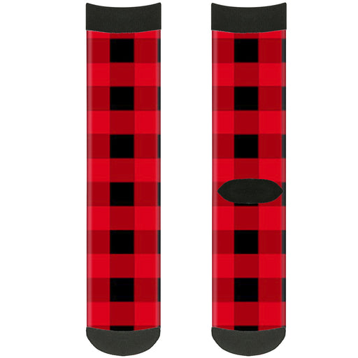 Sock Pair - Polyester - Buffalo Plaid Black Red - CREW Socks Buckle-Down   